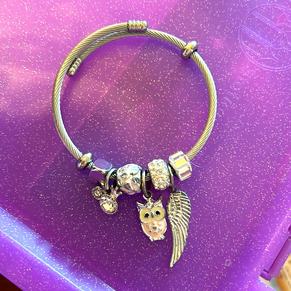 Silver and Pink Charm Bracelet